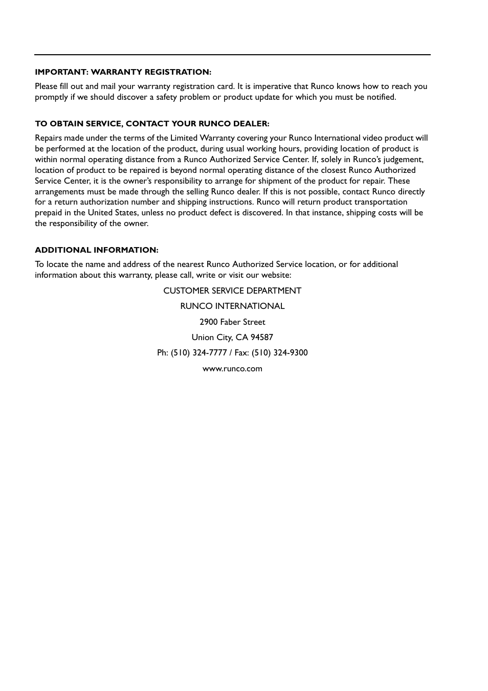 Runco CL-510LT User Manual | Page 3 / 36
