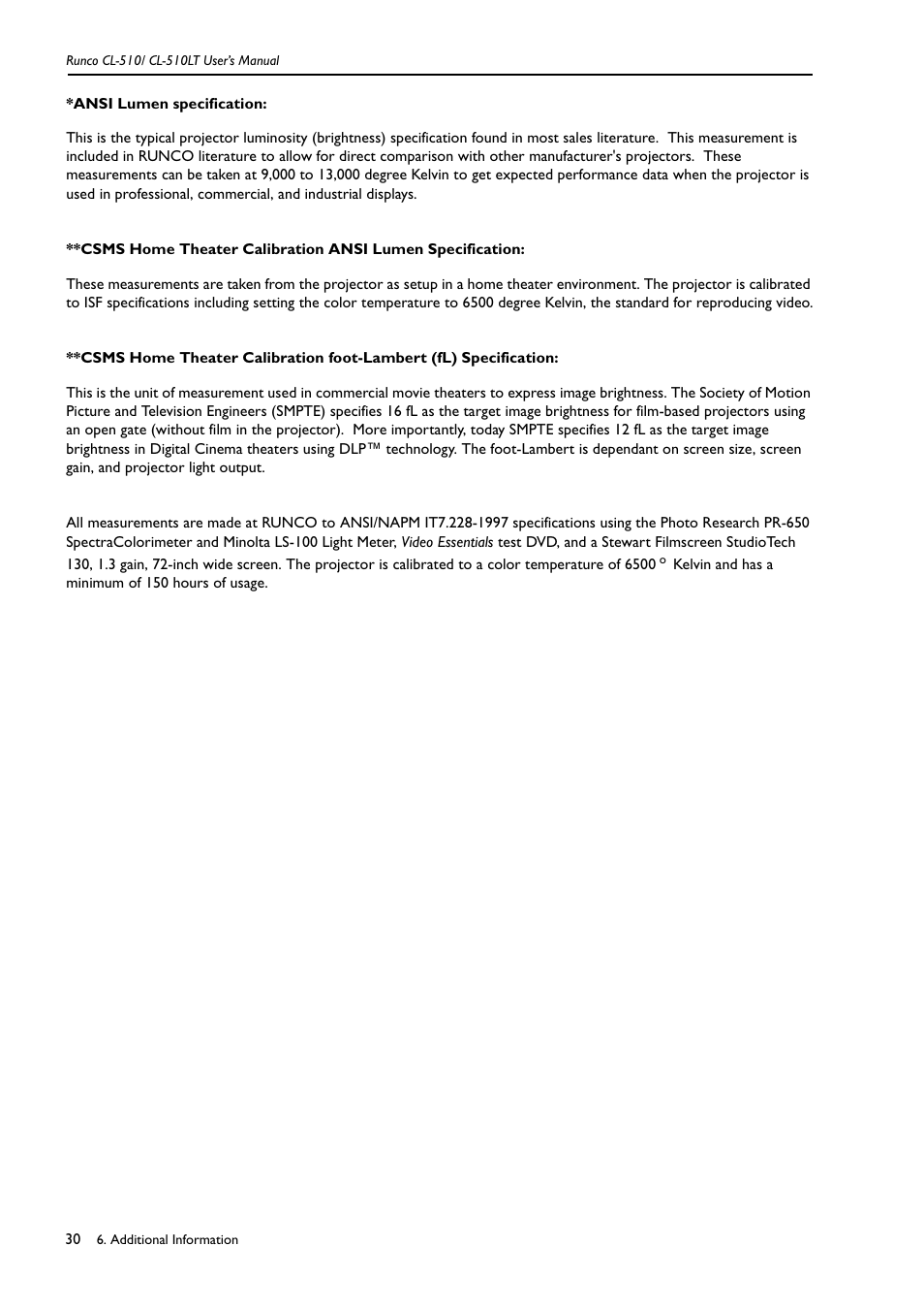 Runco CL-510LT User Manual | Page 33 / 36