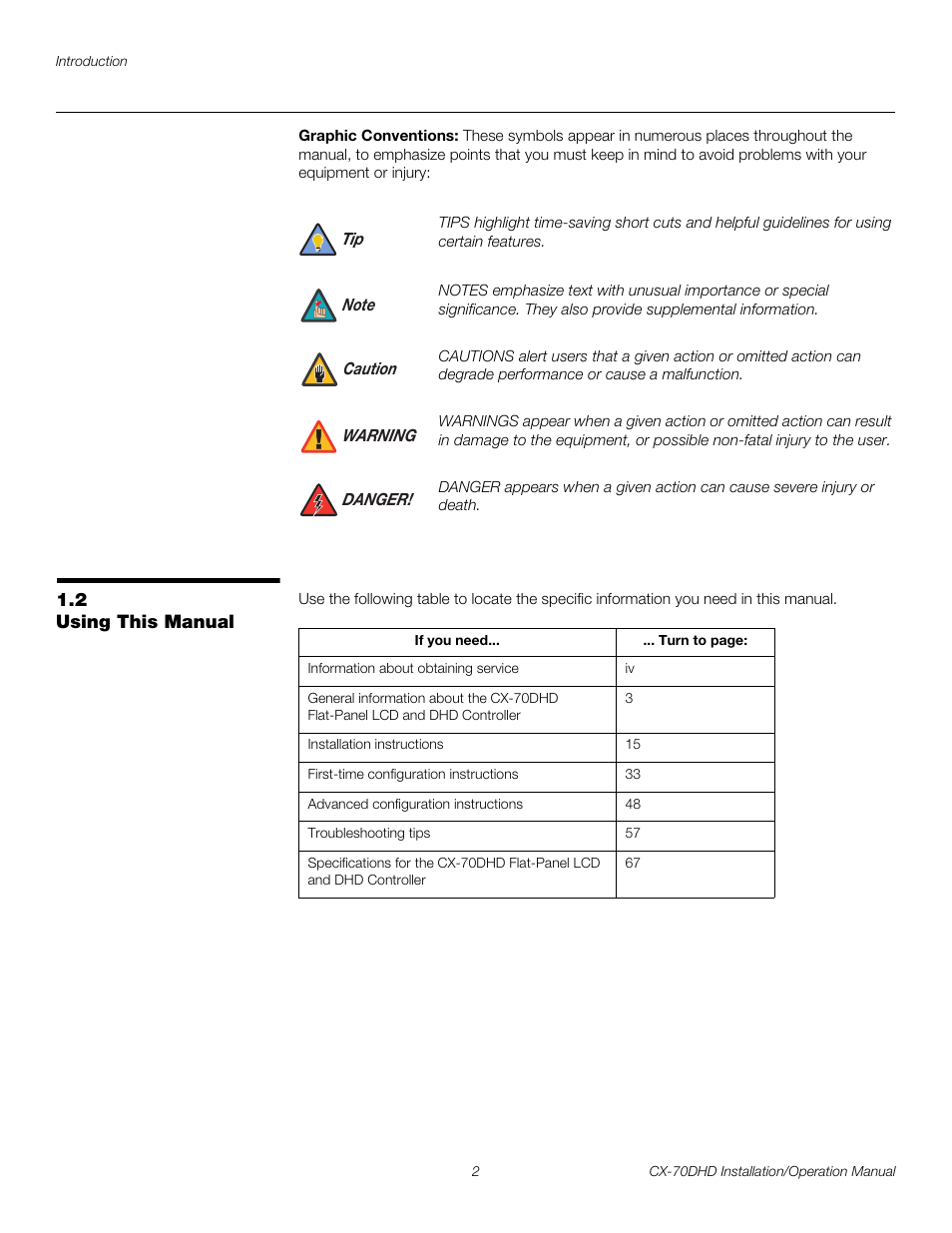 Graphic conventions, 2 using this manual, Using this manual | Pre l iminar y | Runco CRYSTAL CX-70DHD User Manual | Page 16 / 88