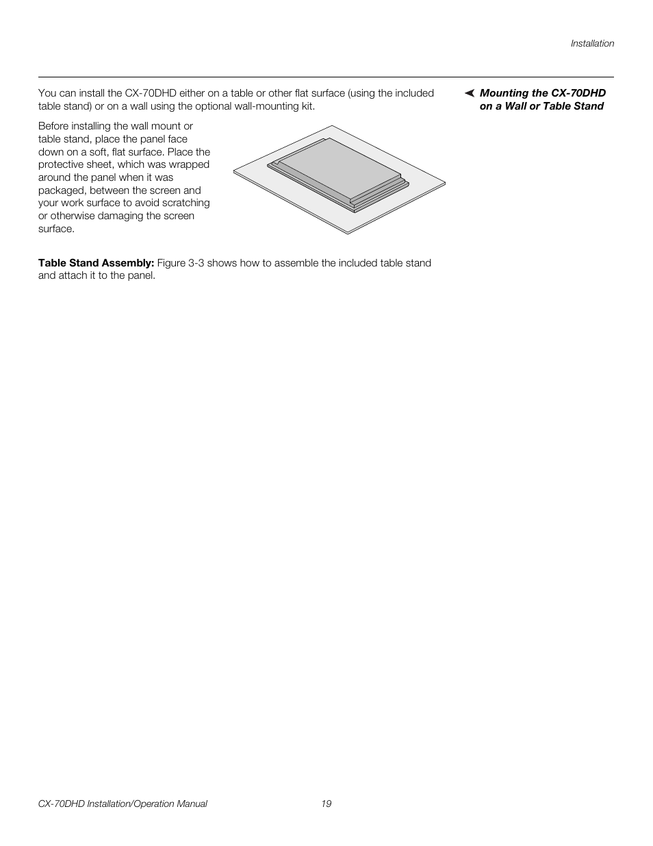 Mounting the cx-70dhd on a wall or table stand, Table stand assembly, Pre l iminar y | Runco CRYSTAL CX-70DHD User Manual | Page 33 / 88
