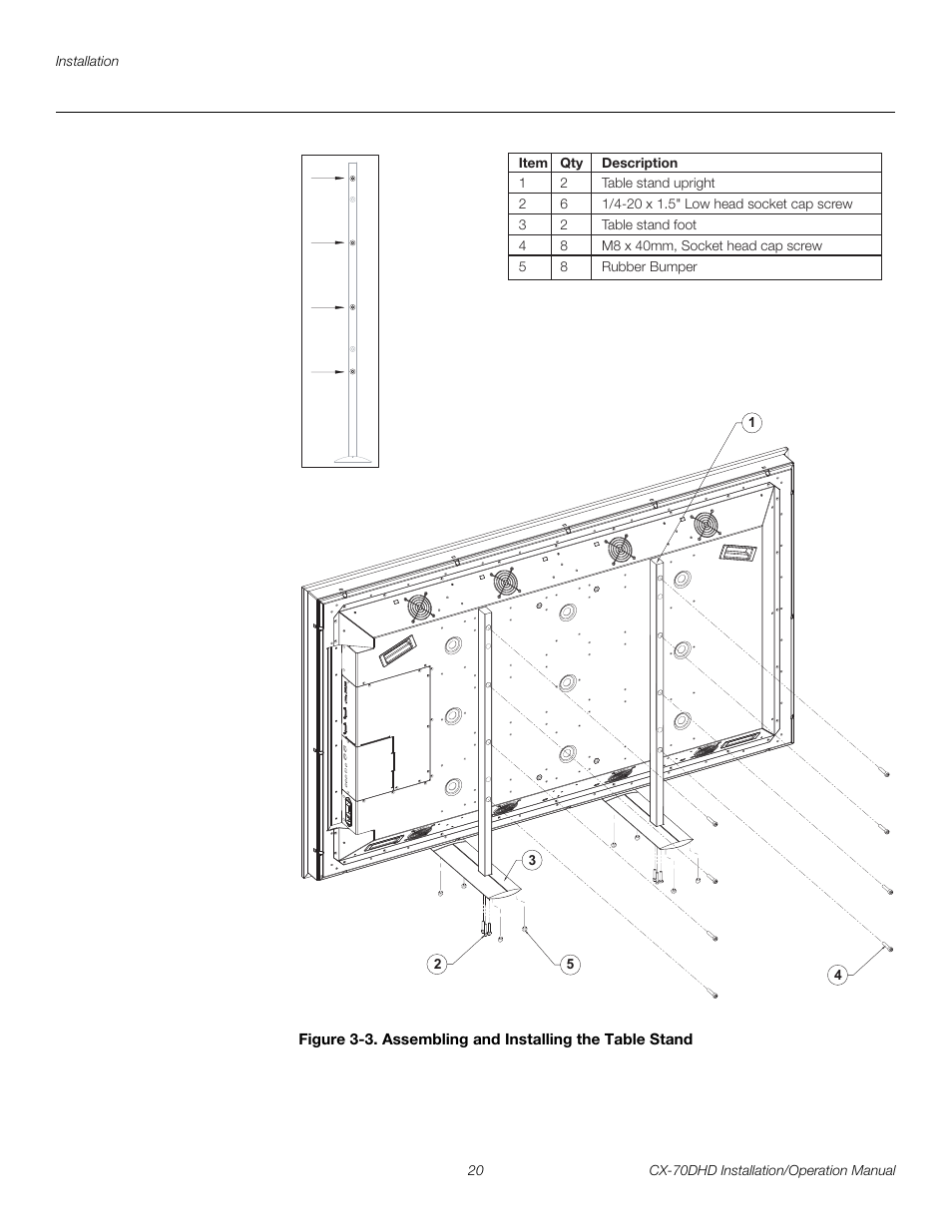 3. assembling and installing the table stand, Pre l iminar y | Runco CRYSTAL CX-70DHD User Manual | Page 34 / 88