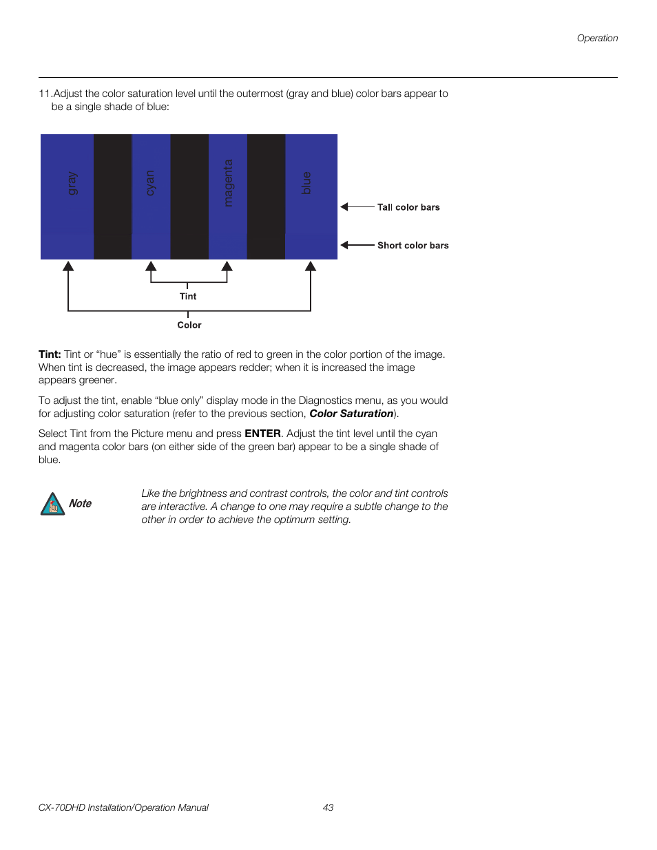 Tint, Pre l iminar y | Runco CRYSTAL CX-70DHD User Manual | Page 57 / 88