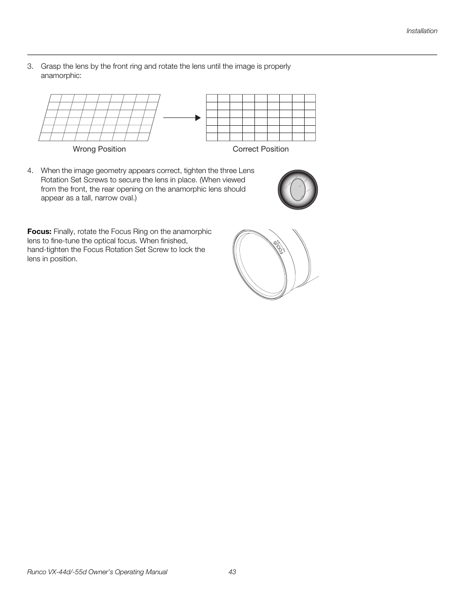 Focus, Pre l iminar y | Runco Video Xtreme VX-55d User Manual | Page 55 / 114