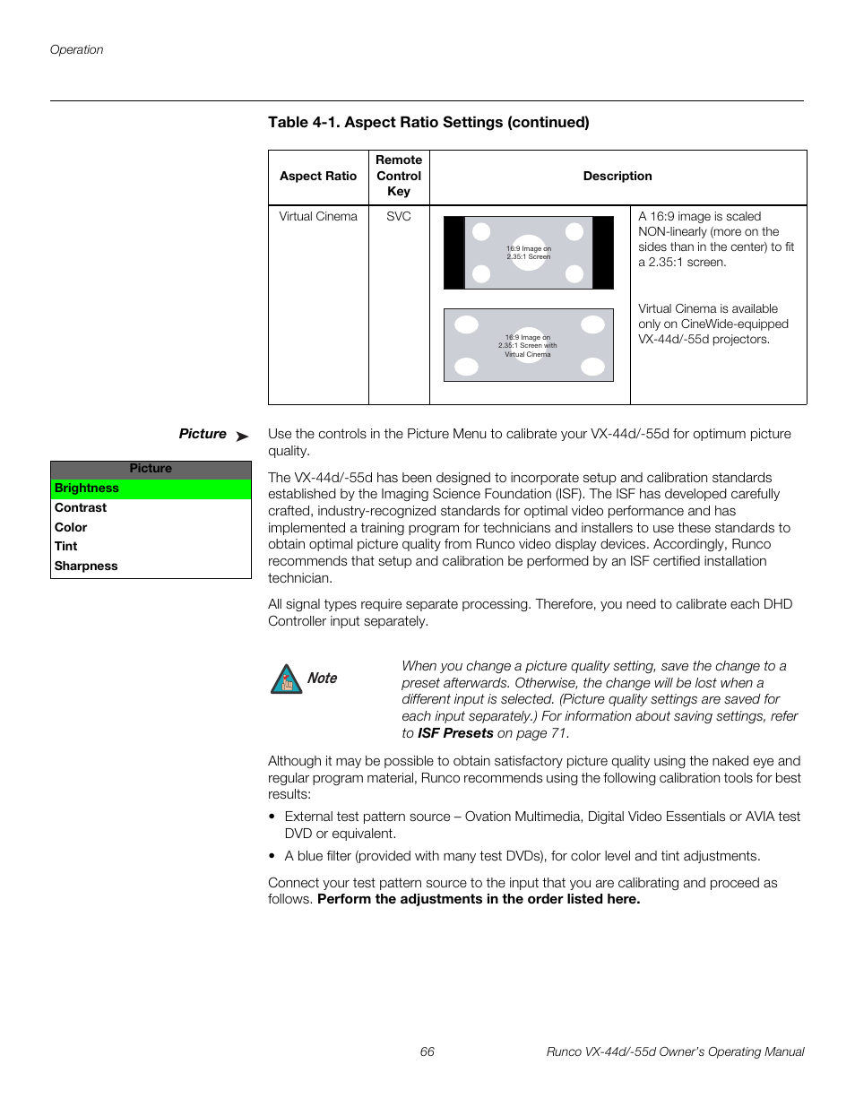 Picture, Pre l iminar y | Runco Video Xtreme VX-55d User Manual | Page 78 / 114