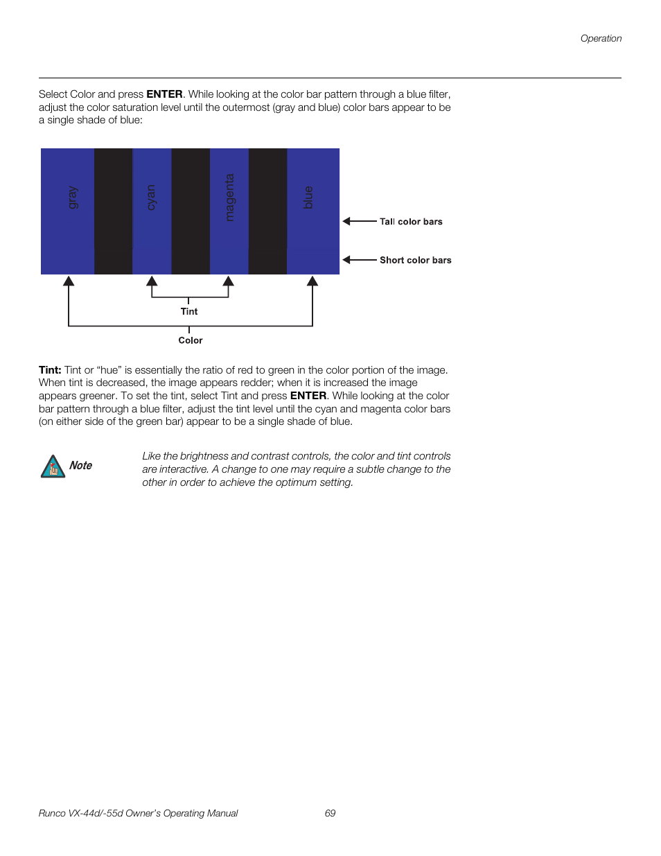 Tint, Pre l iminar y | Runco Video Xtreme VX-55d User Manual | Page 81 / 114