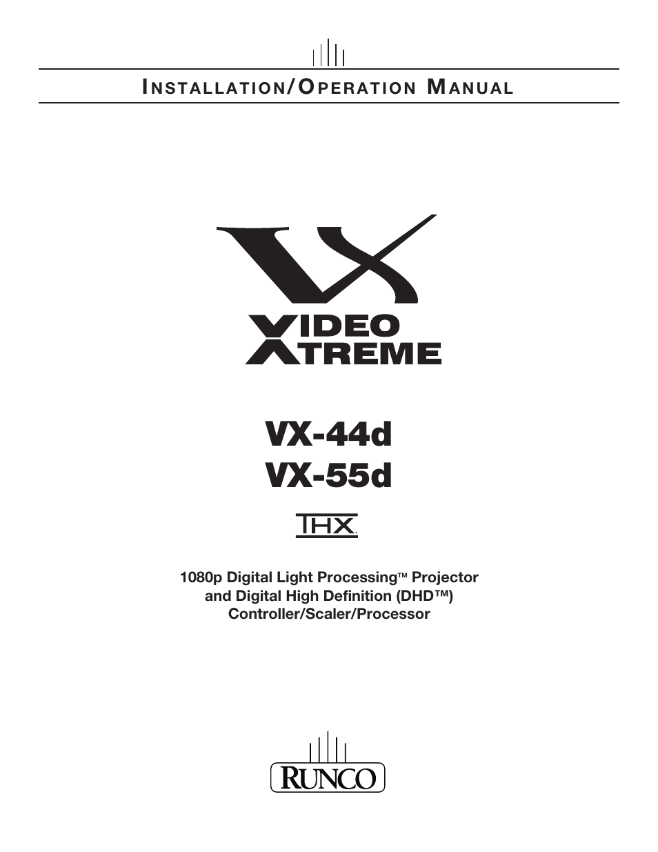 Runco VX-44D User Manual | 120 pages