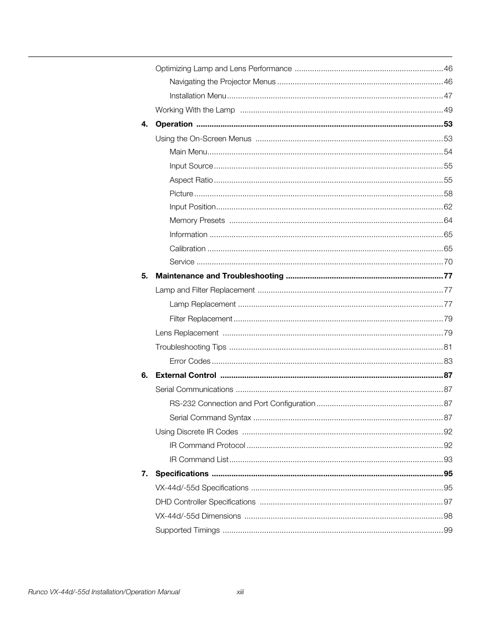 Pre l iminar y | Runco VX-44D User Manual | Page 13 / 120
