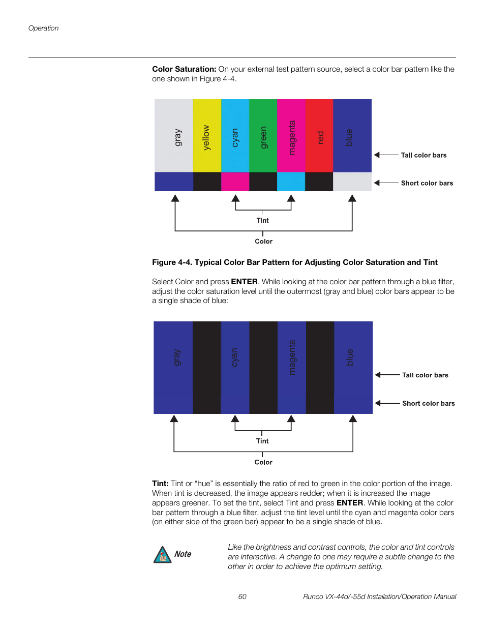 Color saturation, Tint, Pre l iminar y | Runco VX-44D User Manual | Page 76 / 120