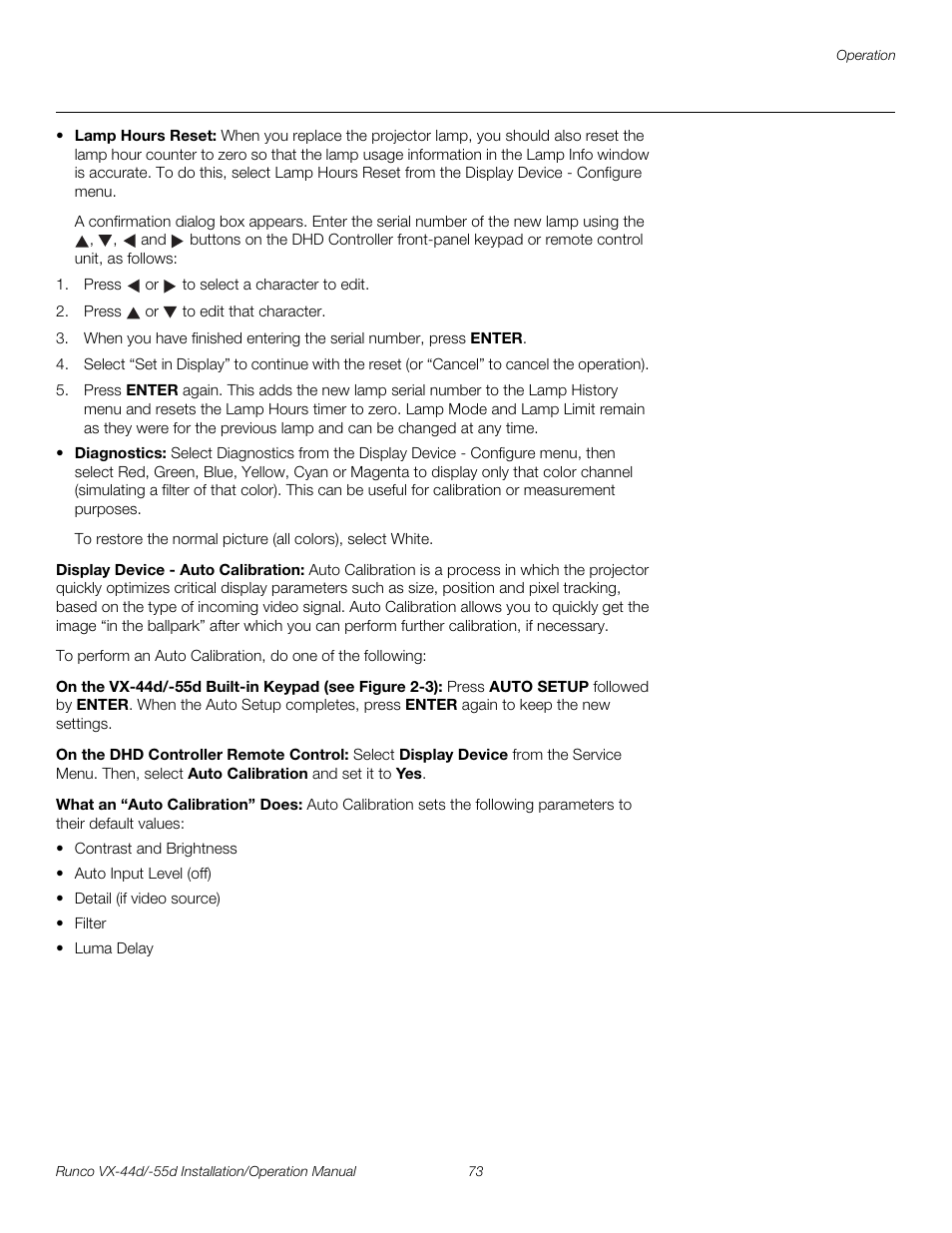 Display device - auto calibration, On the dhd controller remote control, What an “auto calibration” does | Pre l iminar y | Runco VX-44D User Manual | Page 89 / 120
