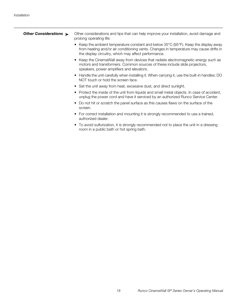 Other considerations, Pre l iminar y | Runco SP-42 User Manual | Page 28 / 84