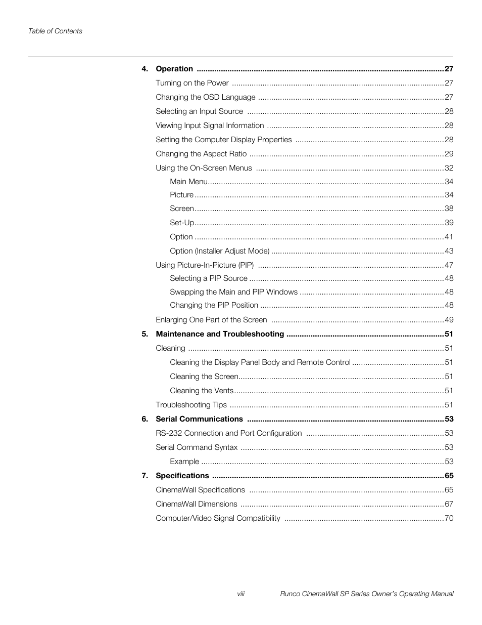 Pre l iminar y | Runco SP-42 User Manual | Page 8 / 84
