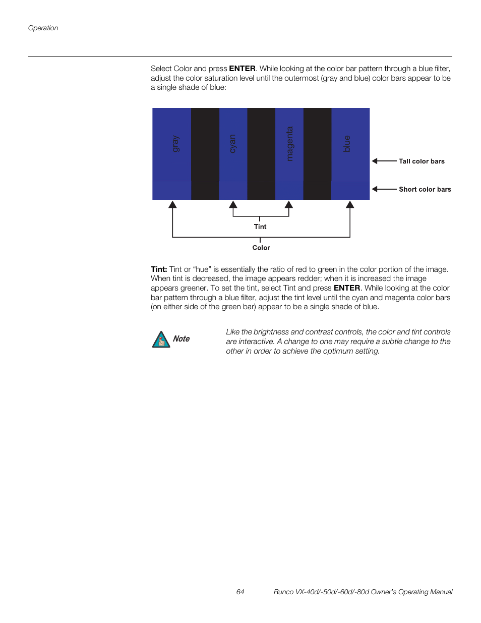 Tint, Pre l iminar y | Runco VX-40d User Manual | Page 76 / 108