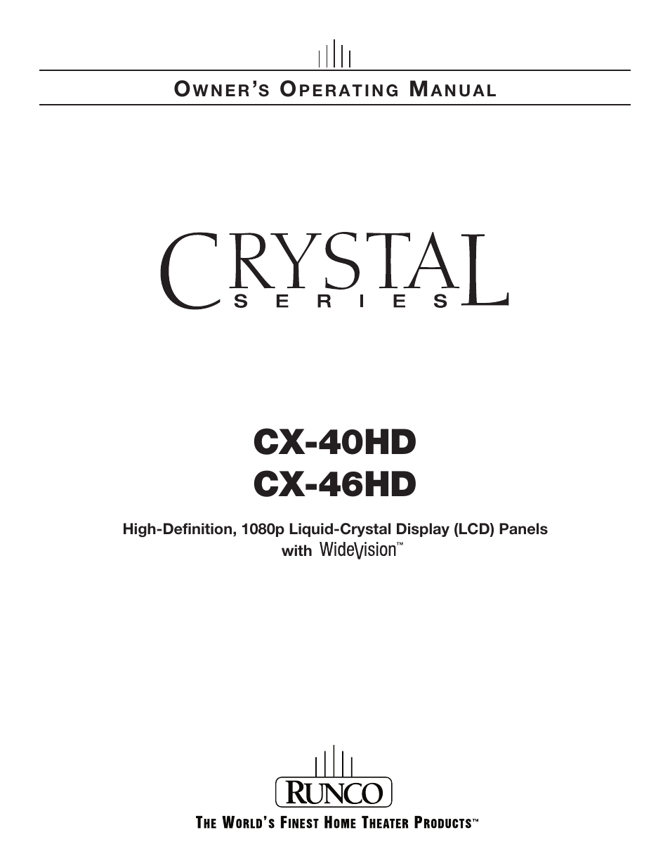 Runco CX-40HD User Manual | 74 pages