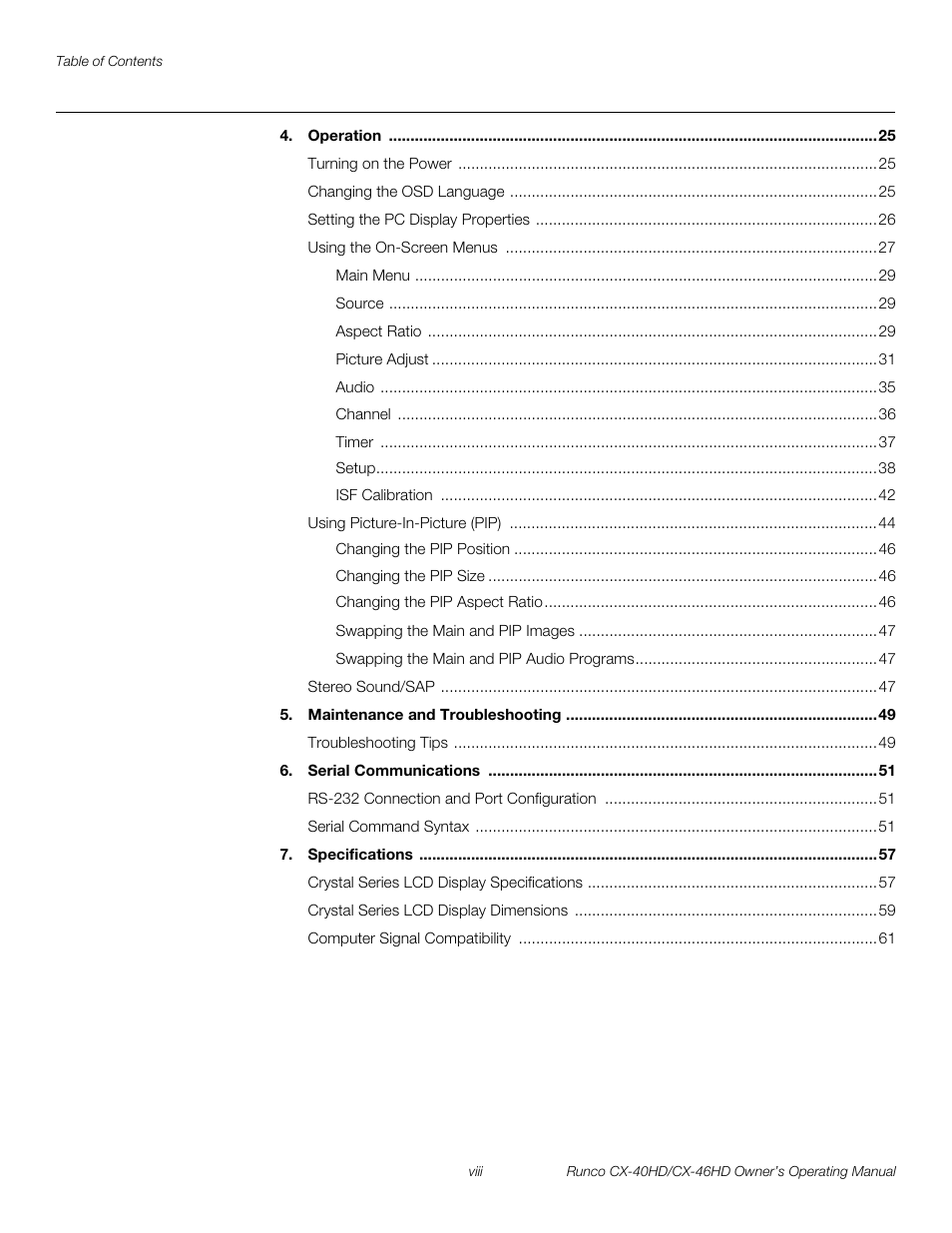 Pre l iminar y | Runco CX-40HD User Manual | Page 8 / 74
