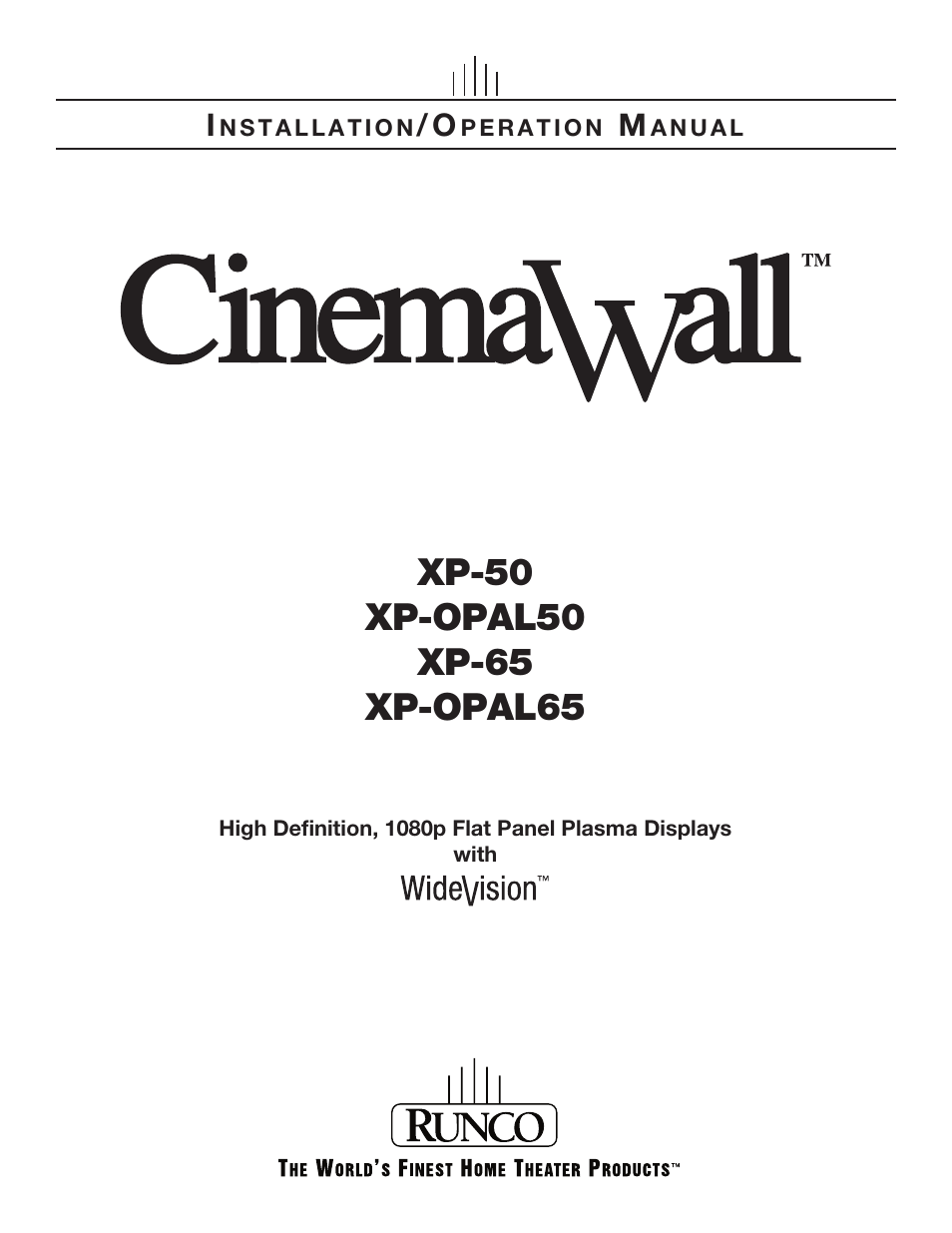 Runco CINEMAWALL XP-OPAL65 User Manual | 86 pages