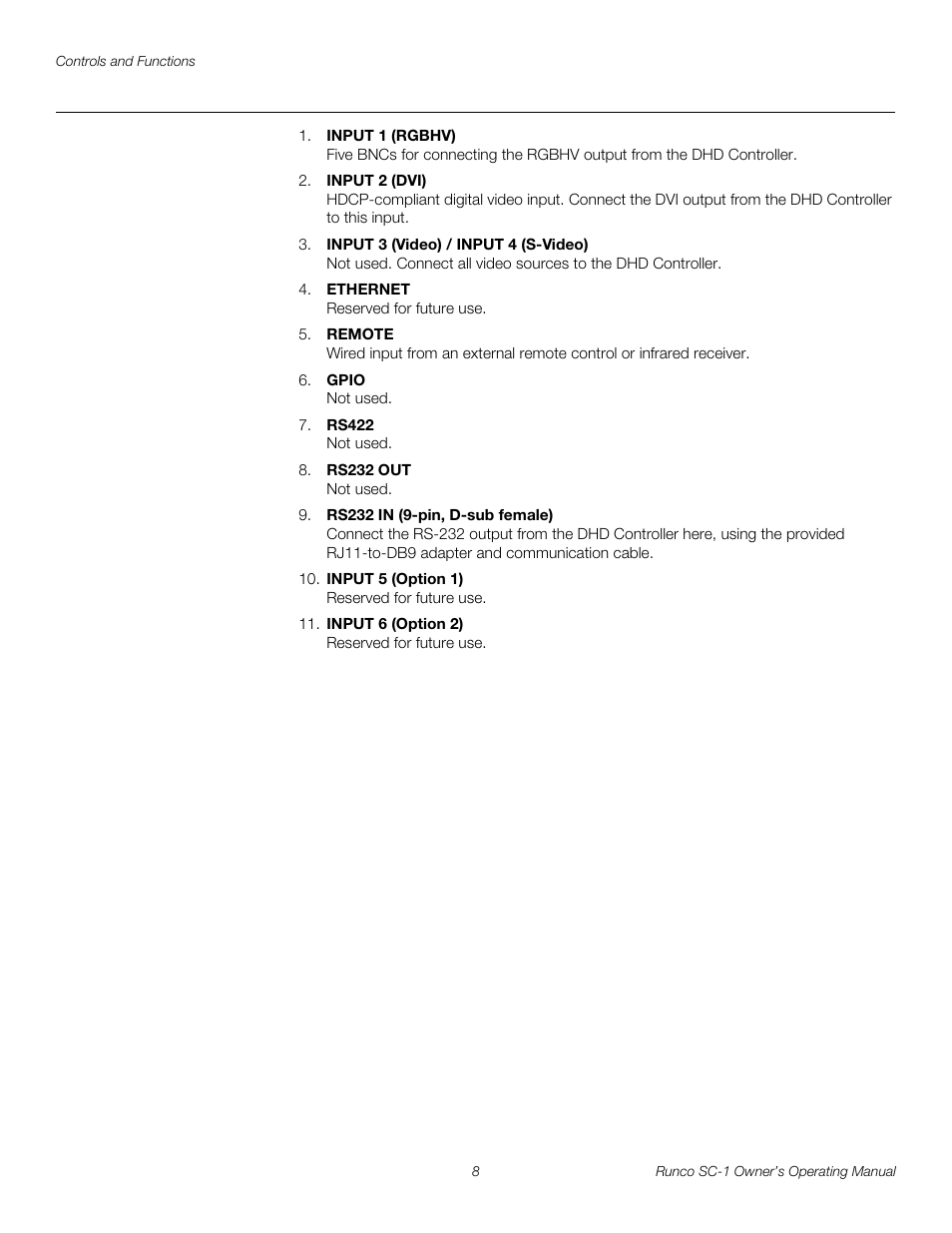 Pre l iminar y | Runco SC-1 User Manual | Page 20 / 122