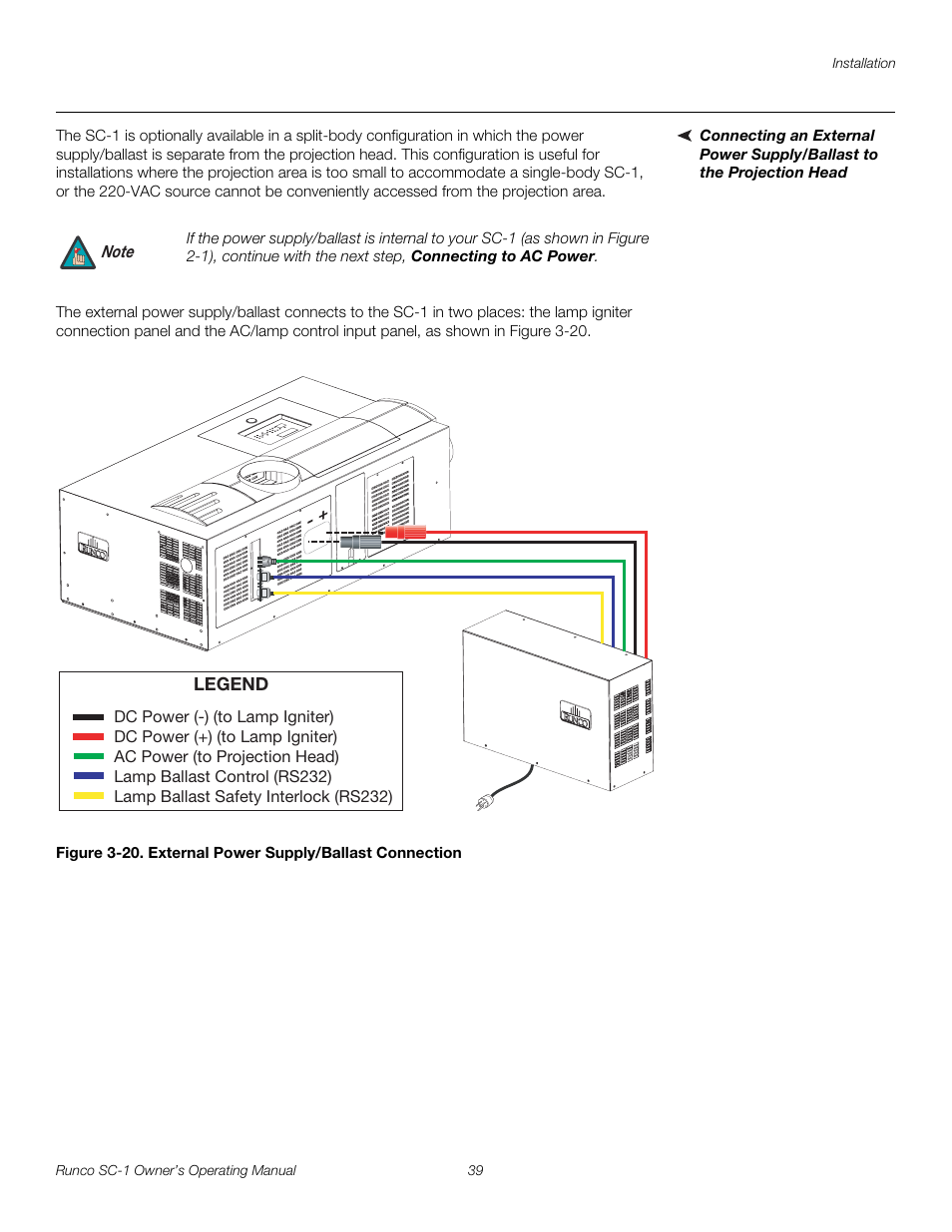20. external power supply/ballast connection, Pre l iminar y | Runco SC-1 User Manual | Page 51 / 122