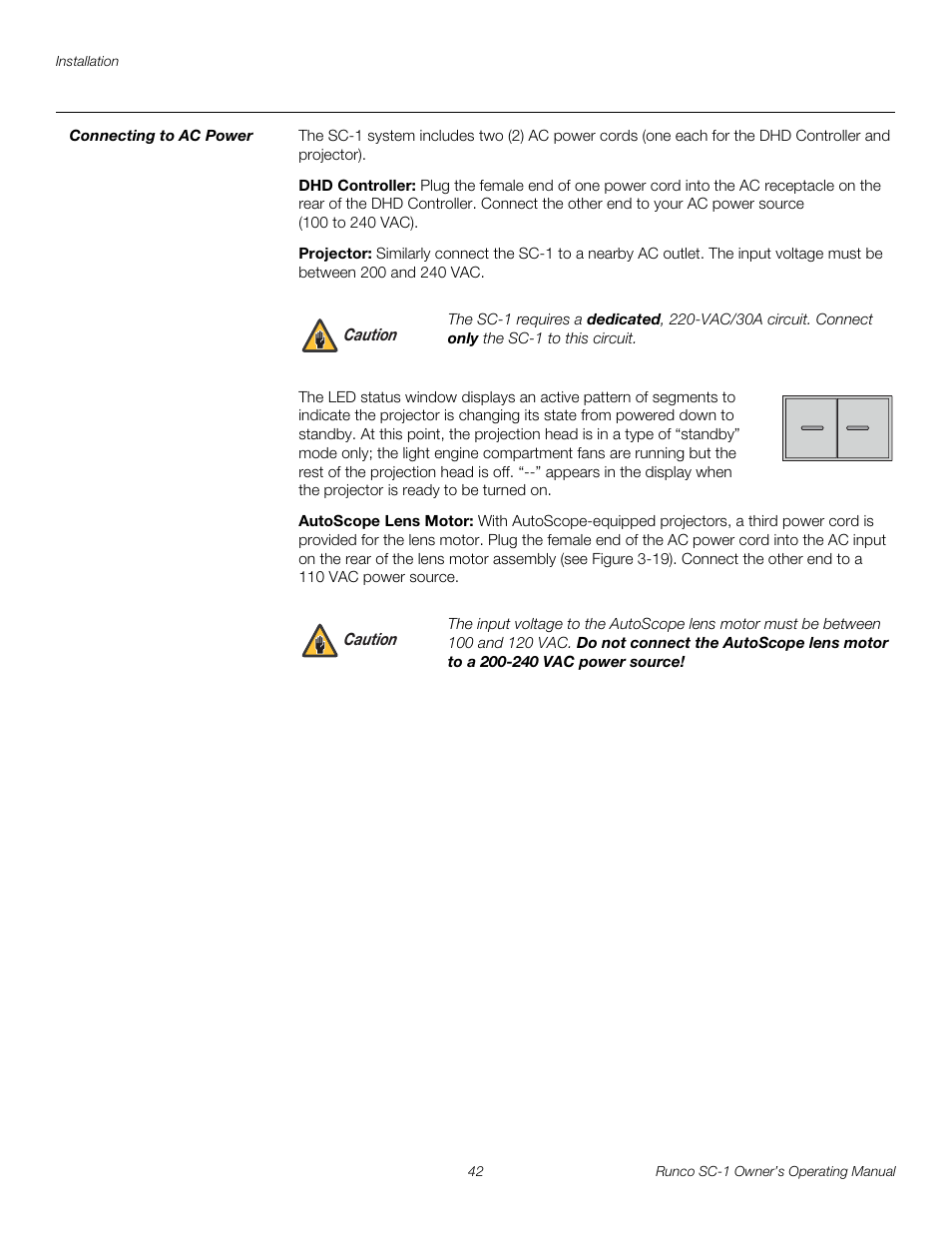 Connecting to ac power, Dhd controller, Projector | Autoscope lens motor, Pre l iminar y | Runco SC-1 User Manual | Page 54 / 122