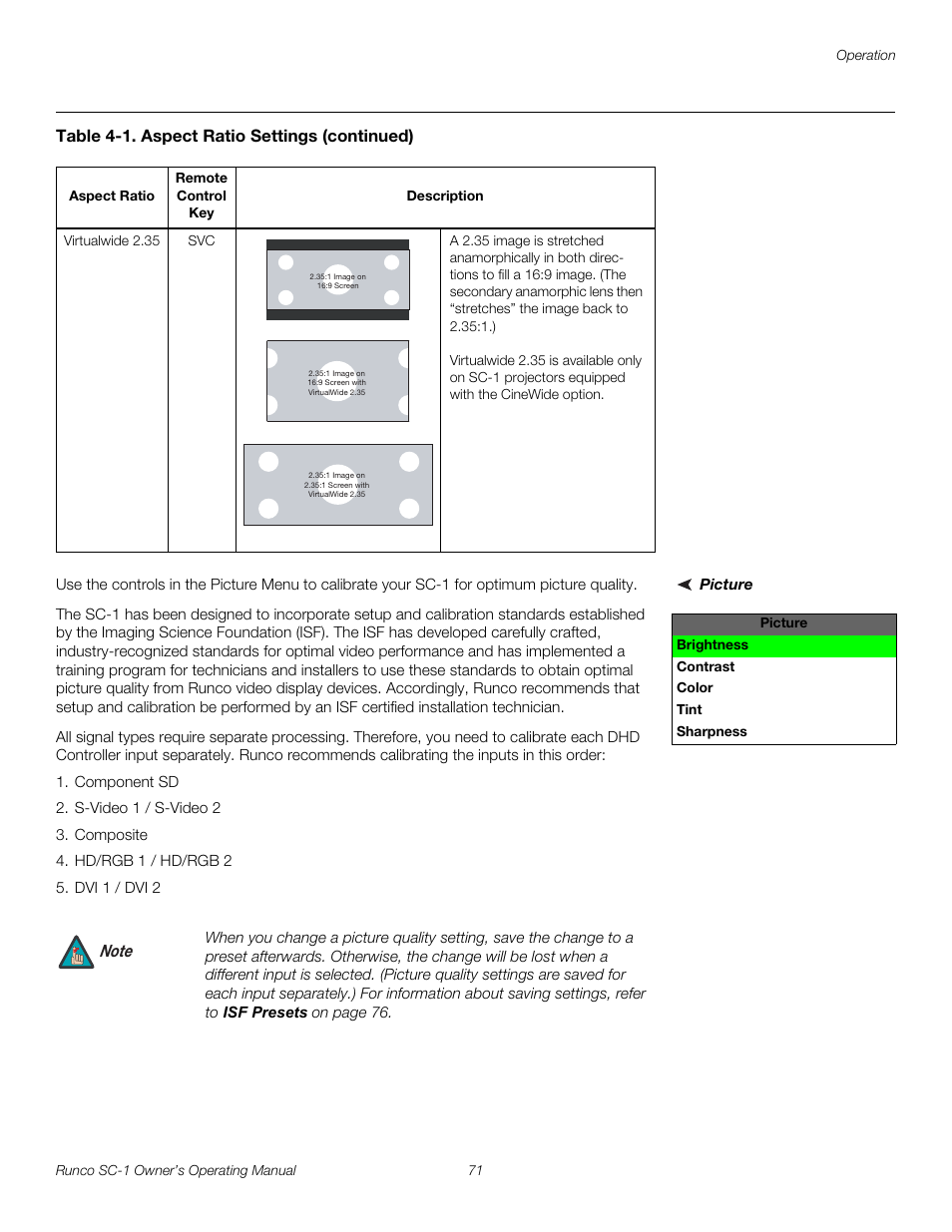 Picture, Pre l iminar y | Runco SC-1 User Manual | Page 83 / 122