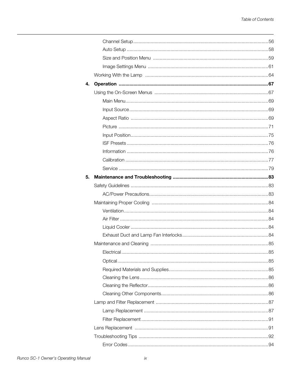 Pre l iminar y | Runco SC-1 User Manual | Page 9 / 122