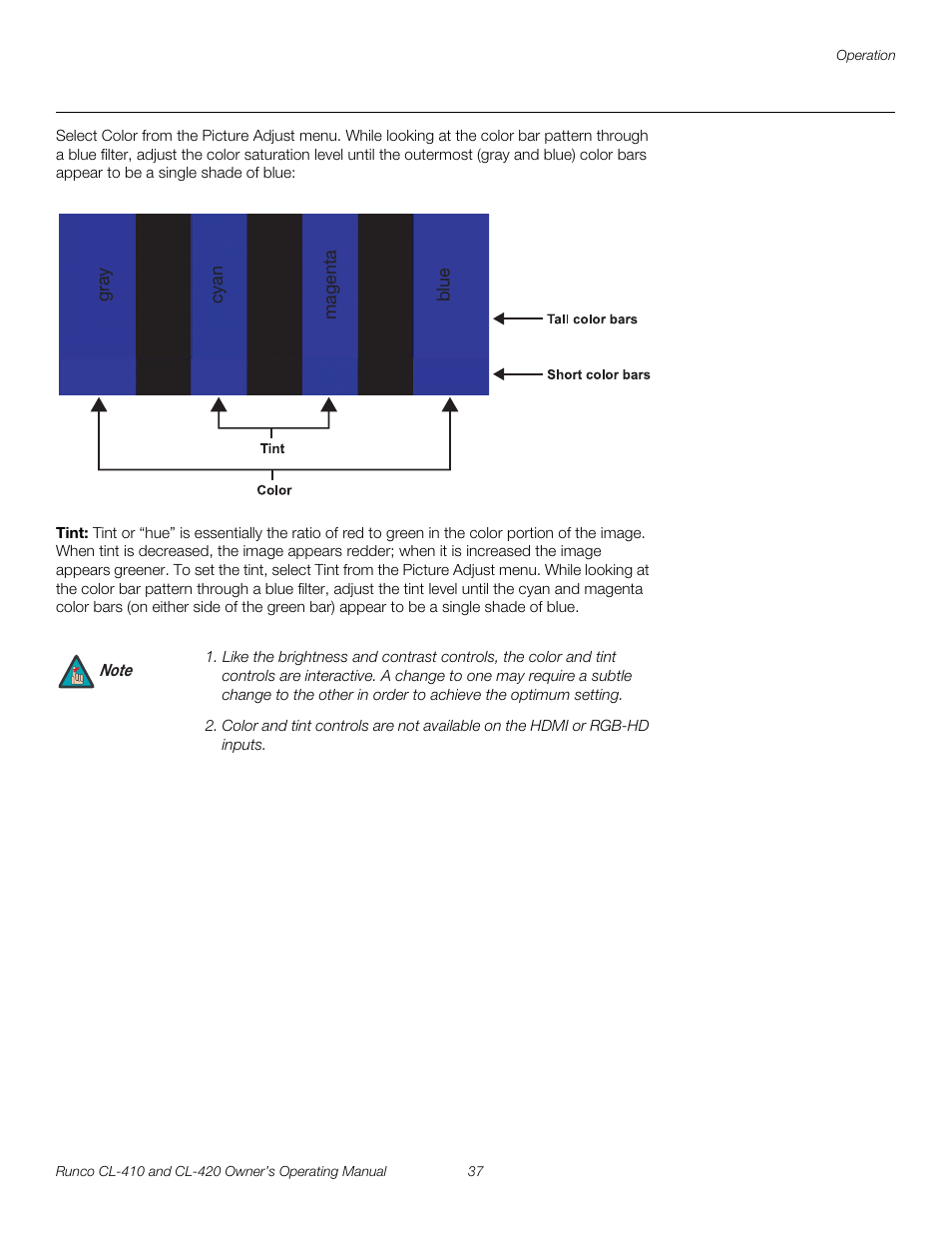 Tint | Runco Reflection User Manual | Page 47 / 72