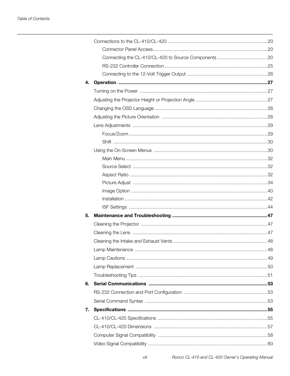 Runco Reflection User Manual | Page 8 / 72