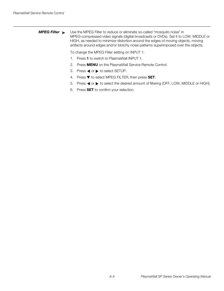 Mpeg filter, Pre l iminar y | Runco PLASMAWALL SP-60DHD / SP-60DHDXA User Manual | Page 80 / 82