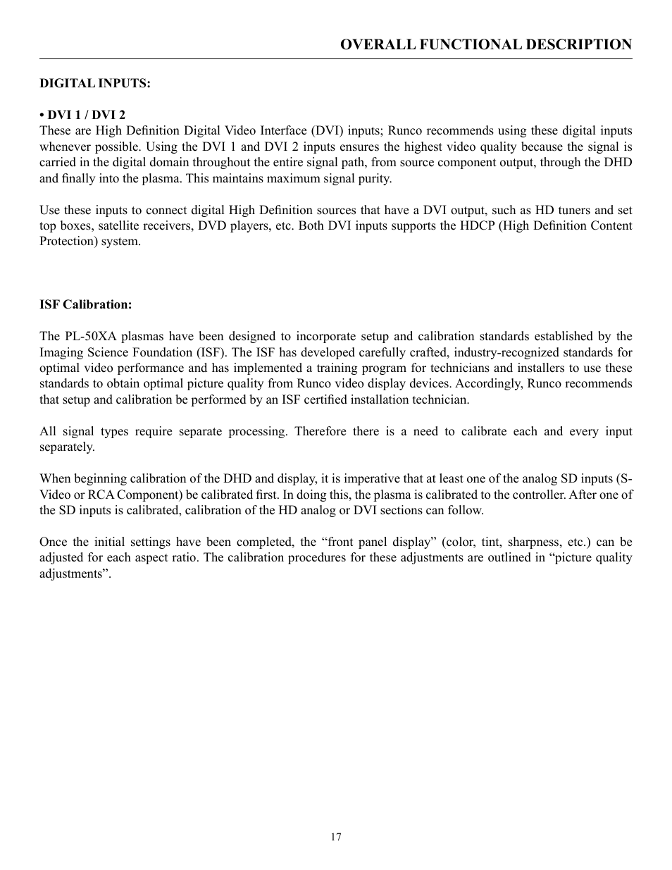 Runco PL-50XA User Manual | Page 18 / 37
