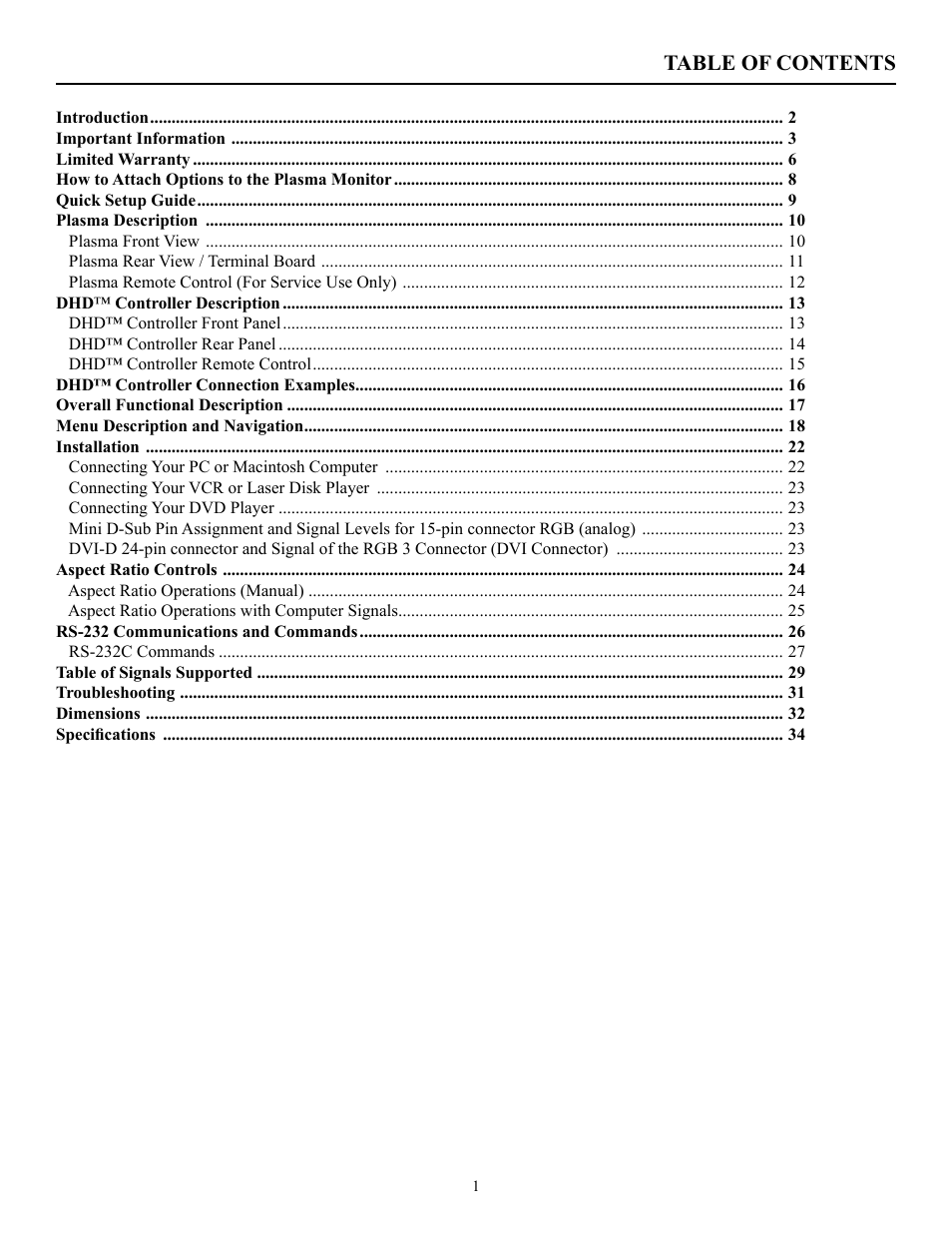 Runco PL-50XA User Manual | Page 2 / 37