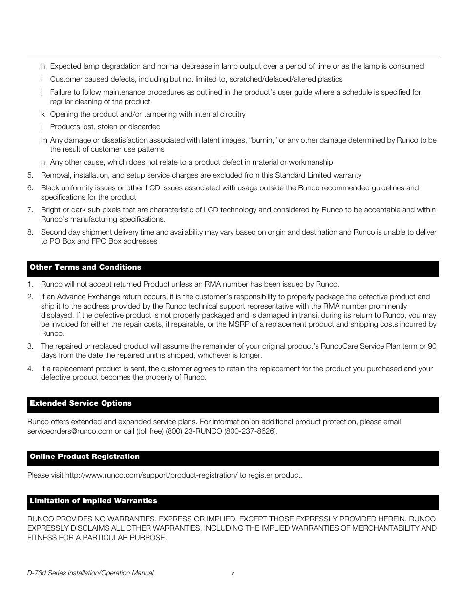 Pre l iminar y | Runco 3DIMENSION D-73D User Manual | Page 5 / 142