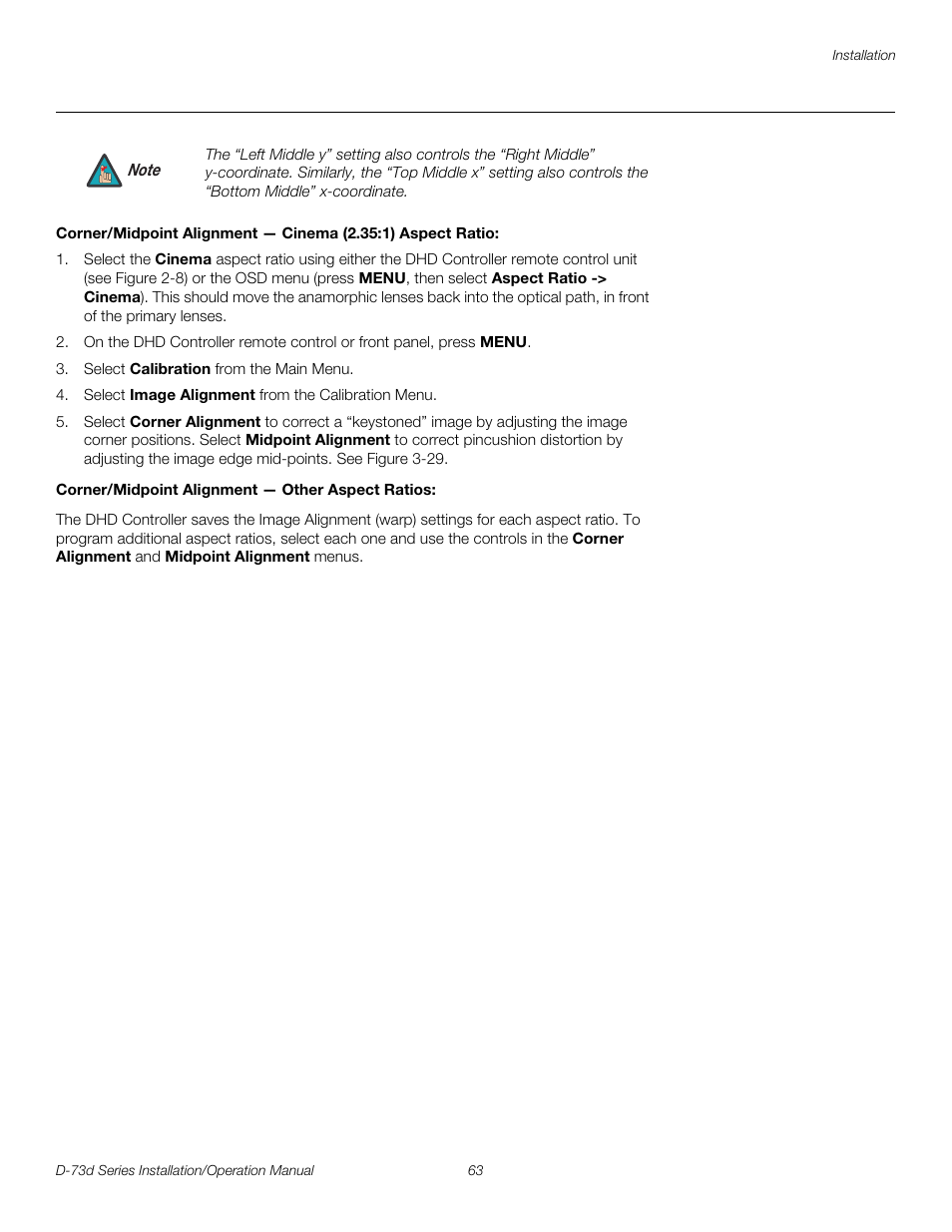 Corner/midpoint alignment - other aspect ratios, Pre l iminar y | Runco 3DIMENSION D-73D User Manual | Page 79 / 142