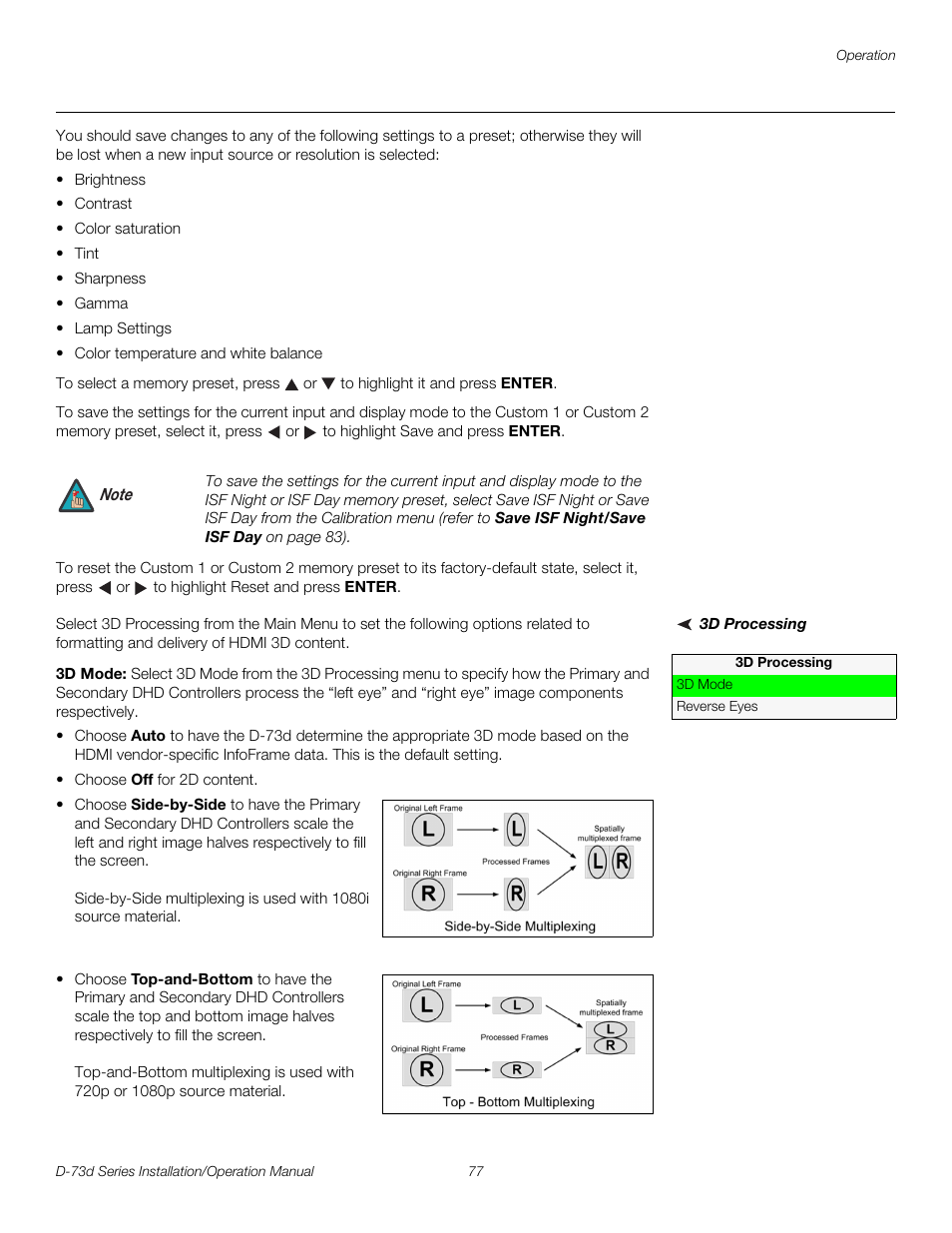 3d processing, 3d mode, Pre l iminar y | Runco 3DIMENSION D-73D User Manual | Page 93 / 142