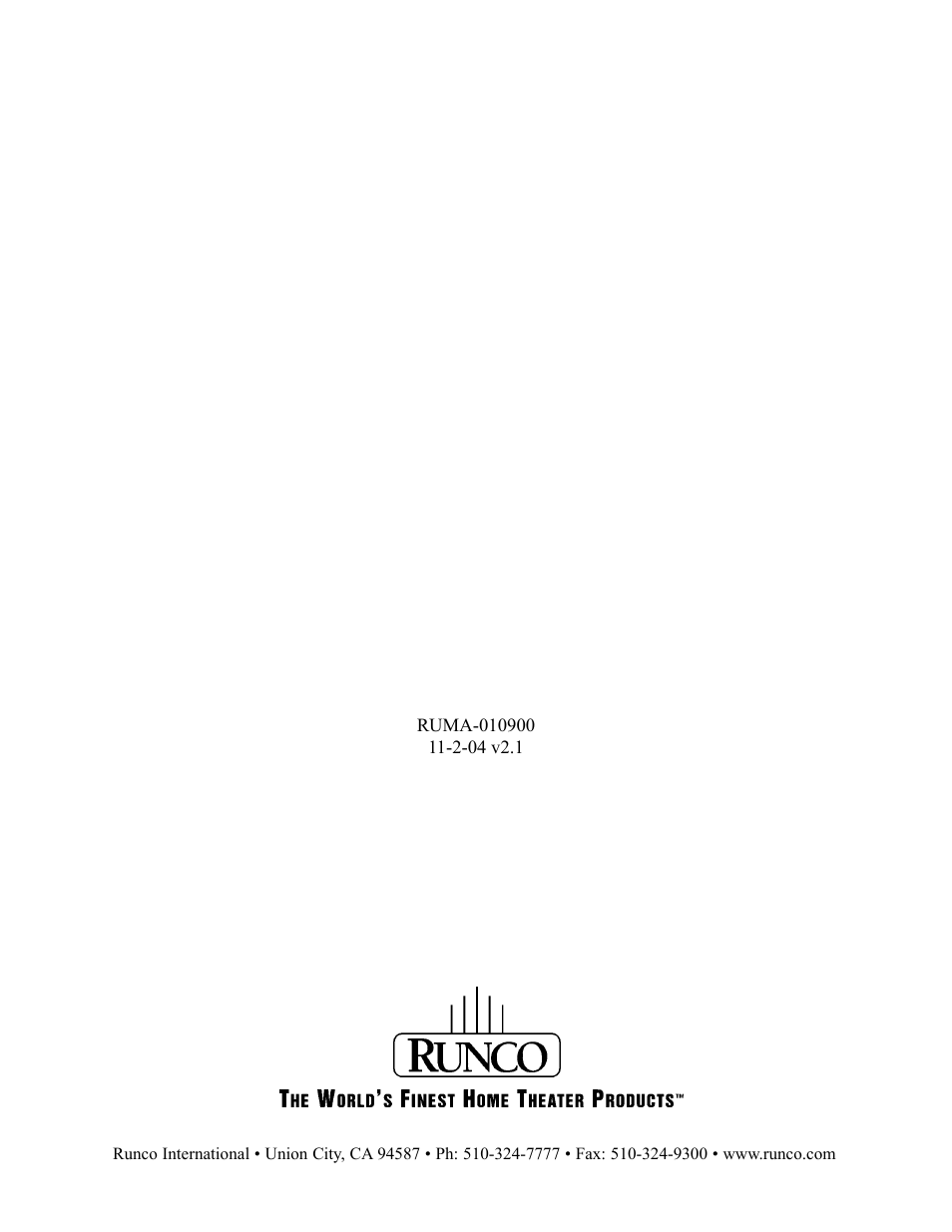 Runco PLASMAWALL PL-50DHD User Manual | Page 31 / 31