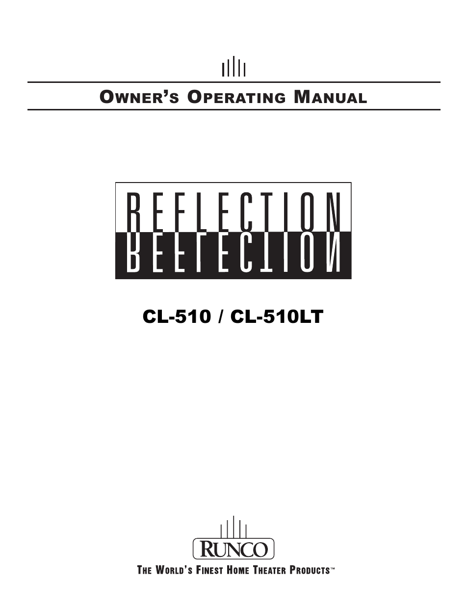 Runco REFLECTION CL-510 User Manual | 36 pages