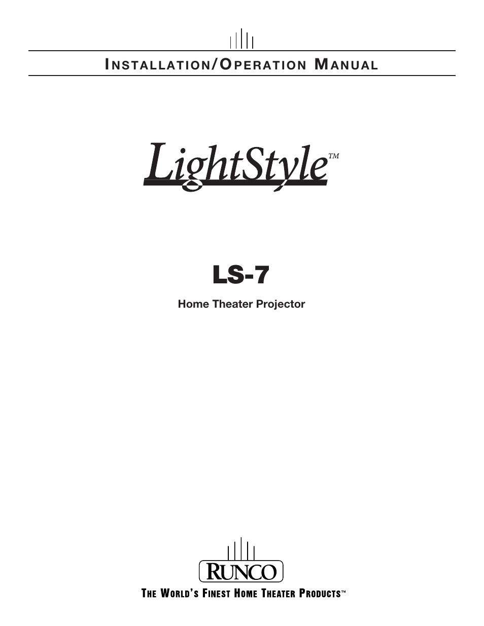Runco LIGHTSTYLE LS-7 User Manual | 100 pages