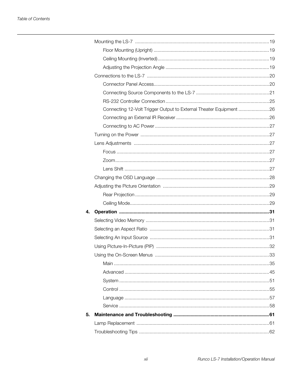 Pre l iminar y | Runco LIGHTSTYLE LS-7 User Manual | Page 12 / 100