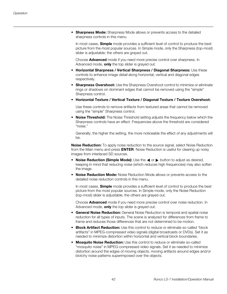 Noise reduction, Pre l iminar y | Runco LIGHTSTYLE LS-7 User Manual | Page 58 / 100