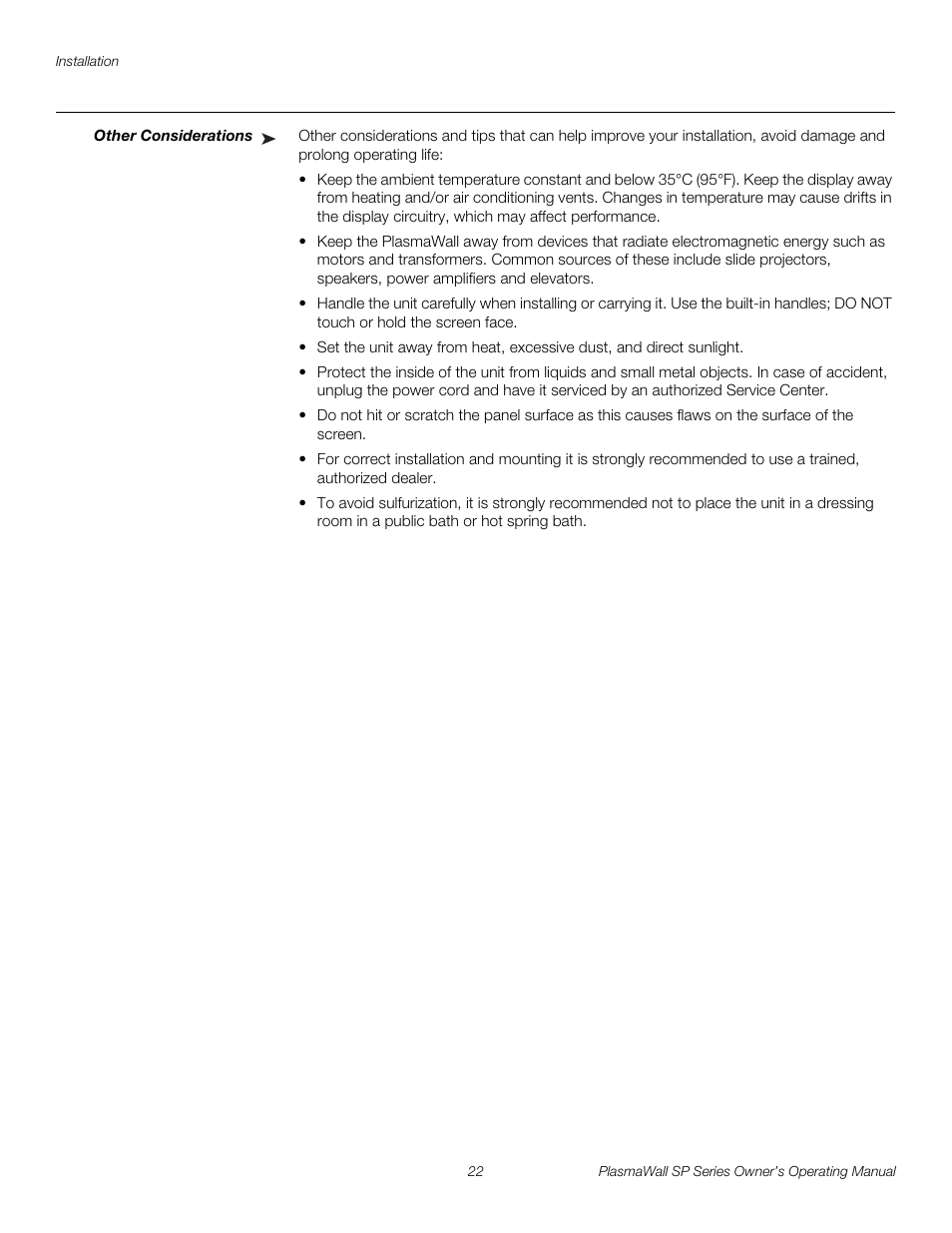 Other considerations, Pre l iminar y | Runco SP-60DHD User Manual | Page 32 / 82