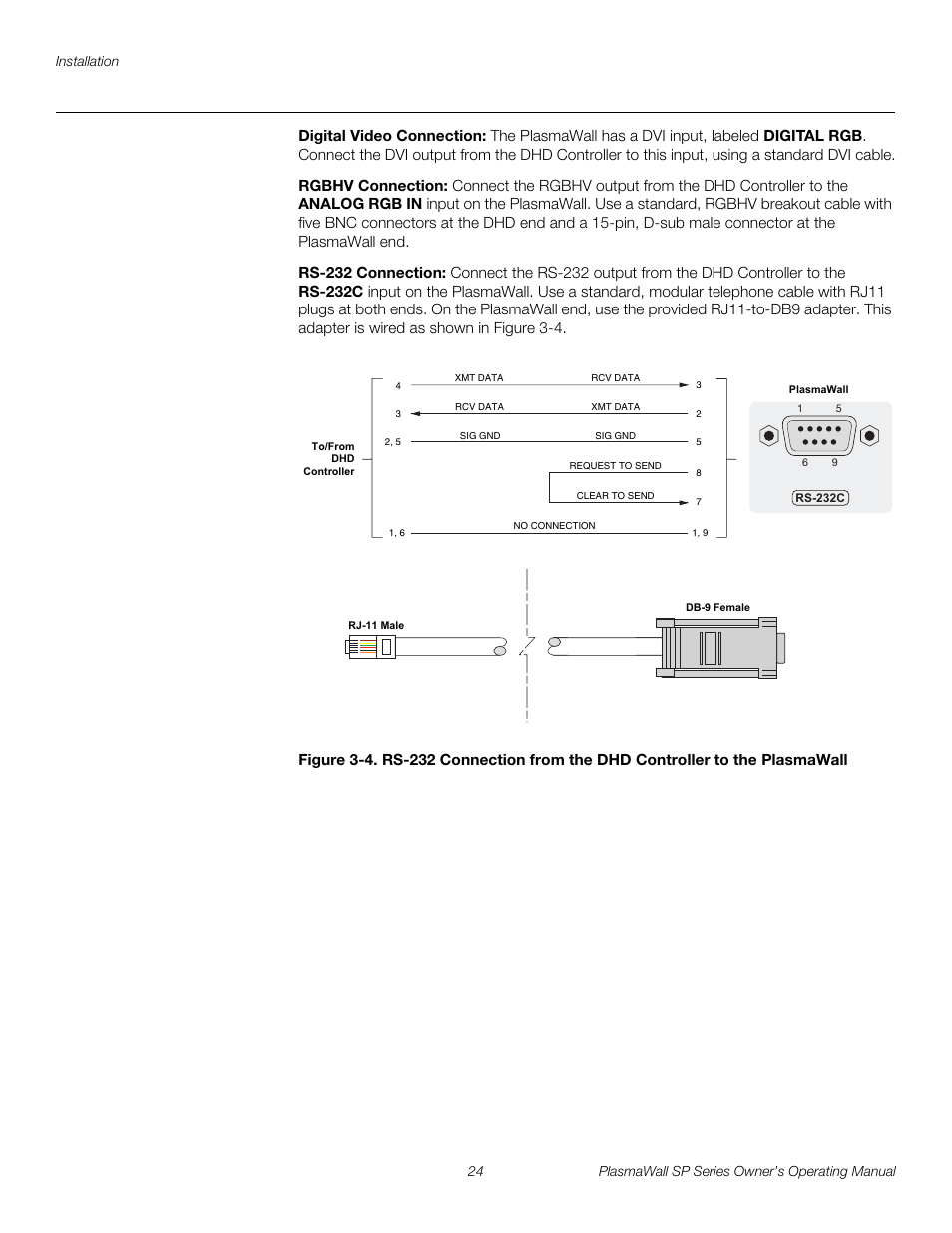 Digital video connection, Rgbhv connection, Rs-232 connection | Pre l iminar y | Runco SP-60DHD User Manual | Page 34 / 82