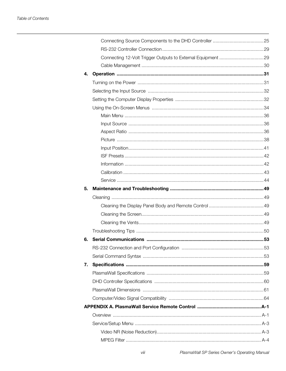 Pre l iminar y | Runco SP-60DHD User Manual | Page 8 / 82