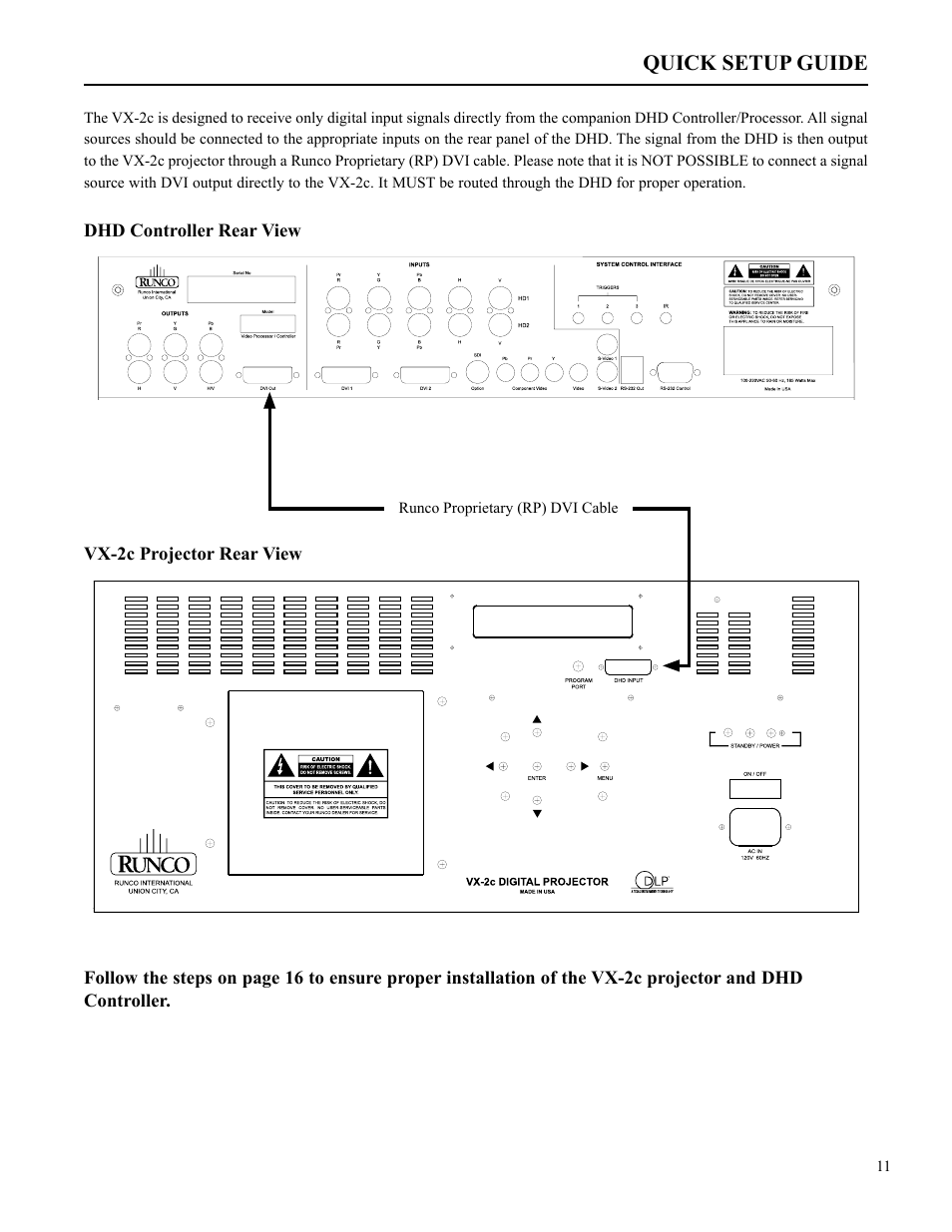 Quick setup guide | Runco VX-2c User Manual | Page 12 / 36