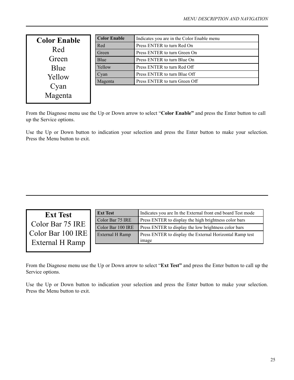 Color enable red green blue yellow cyan magenta | Runco VX-2c User Manual | Page 26 / 36