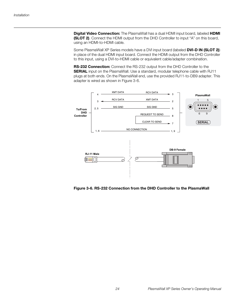 Digital video connection, Rs-232 connection, Pre l iminar y | Runco XP-50DHD User Manual | Page 36 / 82