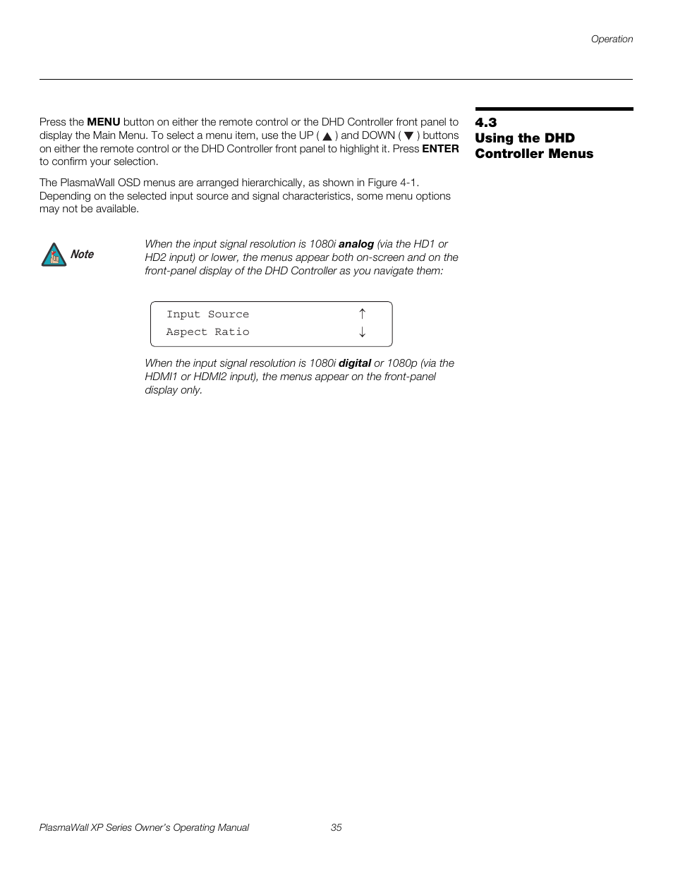 3 using the dhd controller menus, Using the dhd controller menus, Pre l iminar y | Runco XP-50DHD User Manual | Page 47 / 82