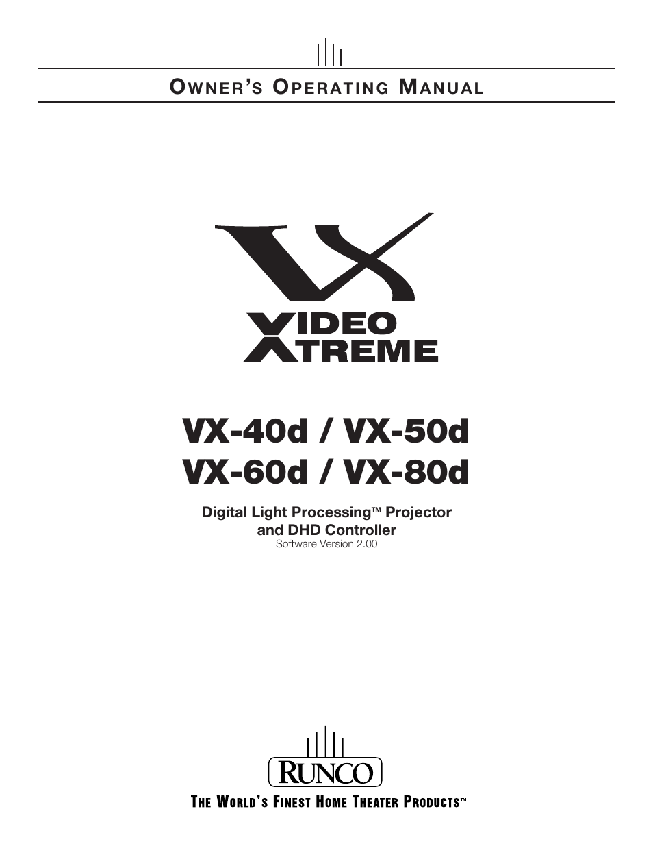 Runco VX-60d User Manual | 108 pages