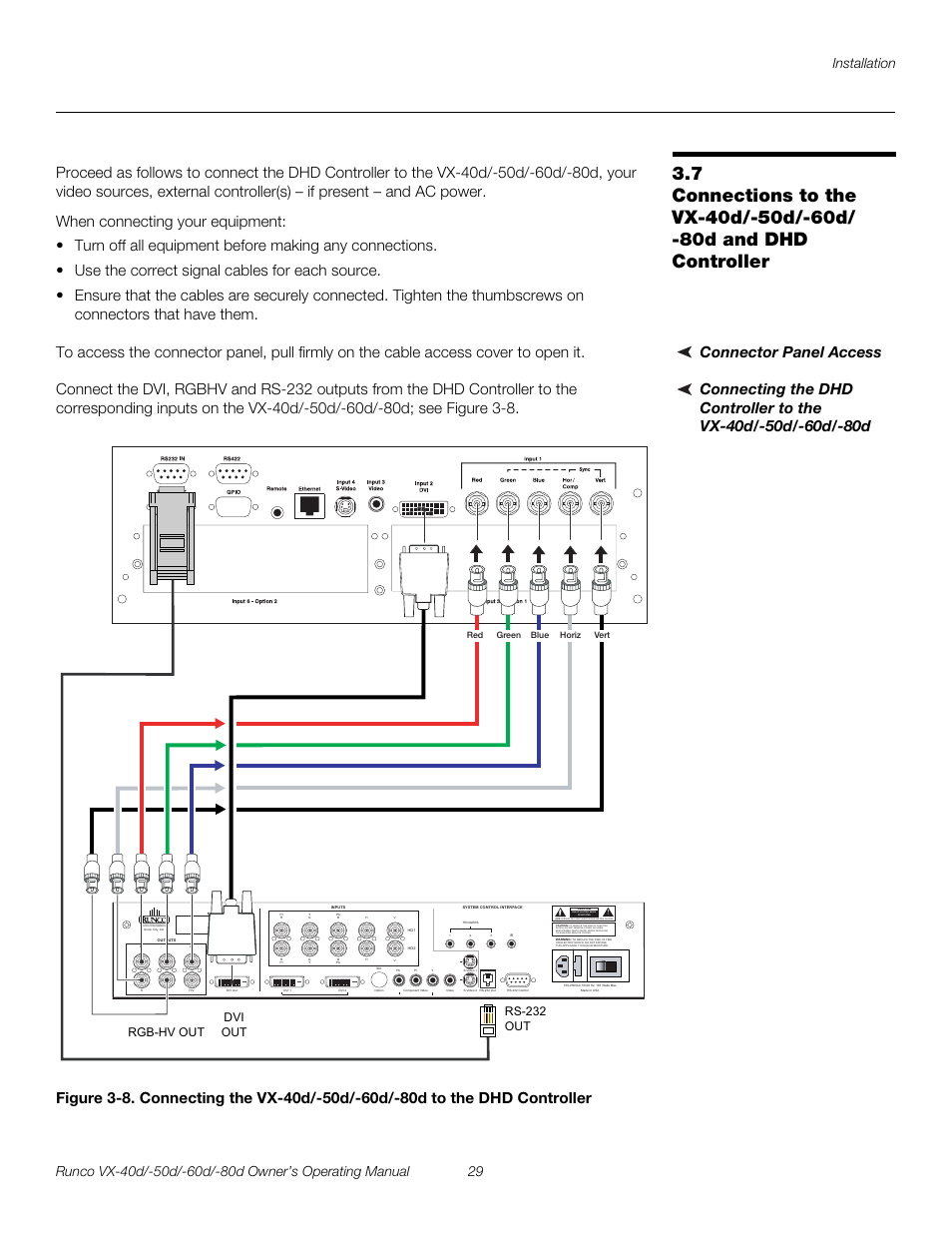 Connector panel access, Iminar, Pre l iminar y | Runco VX-60d User Manual | Page 41 / 108