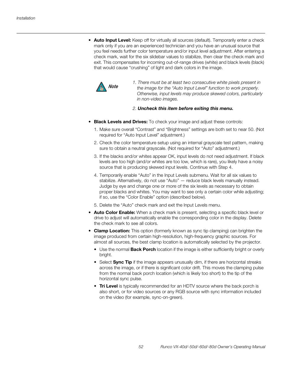 Pre l iminar y | Runco VX-60d User Manual | Page 64 / 108