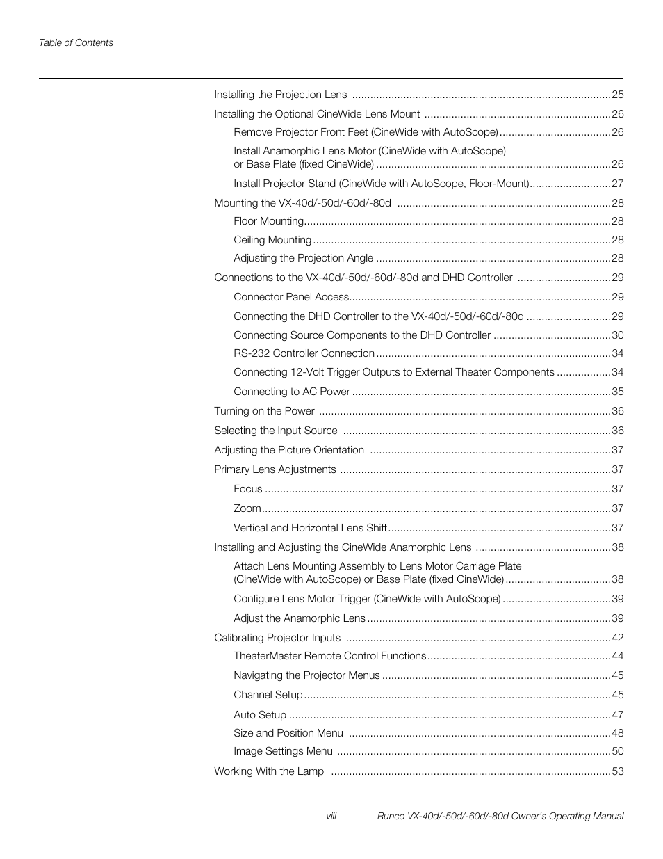 Pre l iminar y | Runco VX-60d User Manual | Page 8 / 108