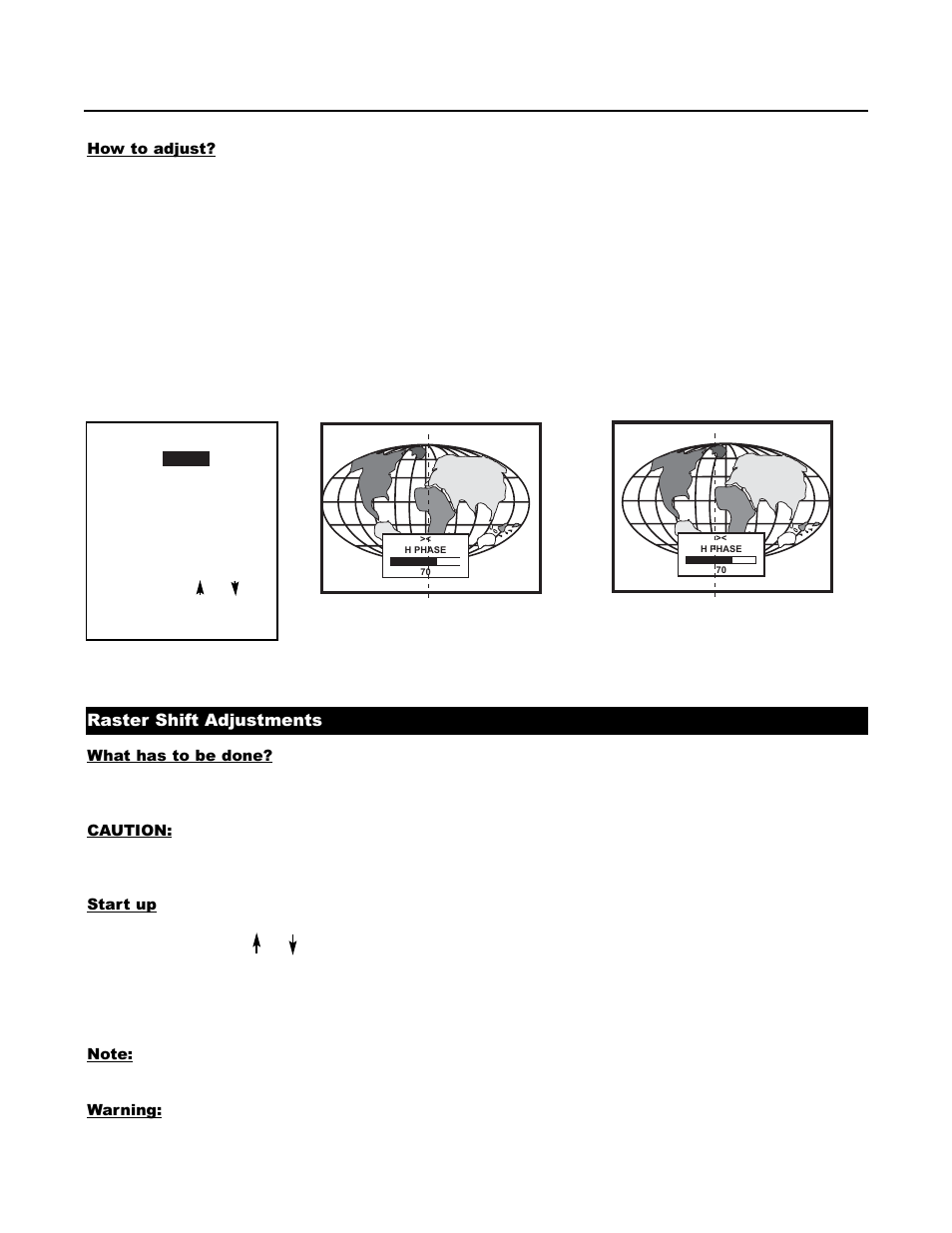 Raster shift adjustments | Runco DTV-1200 User Manual | Page 41 / 91