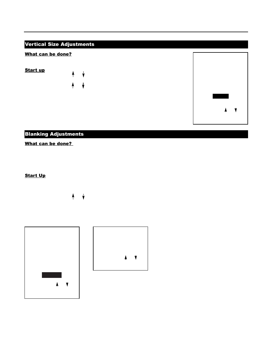 Vertical size adjustments, Blanking adjustments | Runco DTV-1200 User Manual | Page 49 / 91